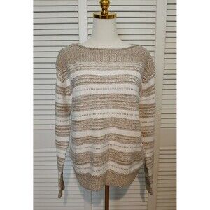 Berkley Jensen Stripe Knit Sweater Soft Cozy Comfy Warm Long Sleeves Women's Med